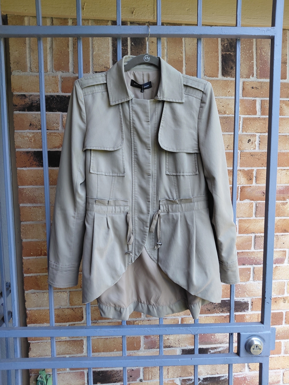 Beige Utility Drawstring Waist Jacket - Women#(D)